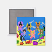 Merfeen im Ozean mit Dolphins Square Magnet (Vorderseite/Rückseite)