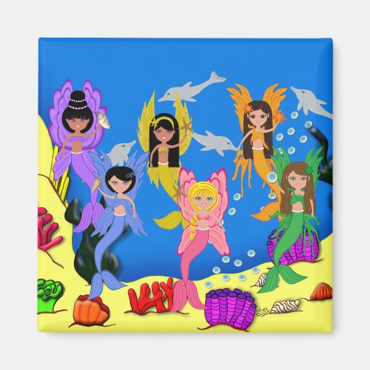 Merfeen im Ozean mit Dolphins Square Magnet (Vorne)