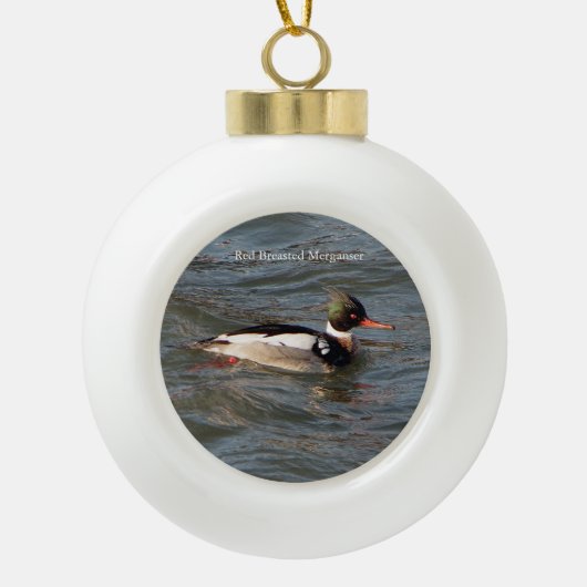 Merganser-Ornament Keramik Kugel-Ornament (Vorderseite)
