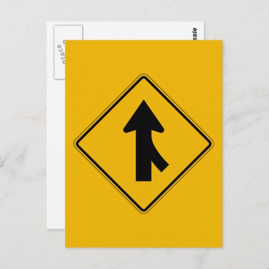 Merge Right, Traffic Warning Sign, USA Postkarte (Vorne/Hinten)