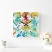 Merging Color II Quadratische Wanduhr (Zuhause)