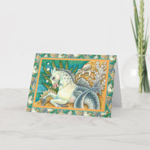 MERHORSE & WHITE OCTOPUS, FANTASY UNICORN Blank Karte