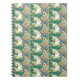 MERHORSE & WHITE OCTOPUS, FANTASY UNICORNHORSE NOTIZBLOCK