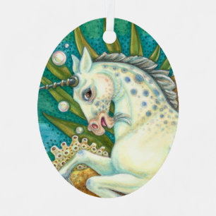 MERHORSE & WHITE OCTOPUS, FANTASY UNICORNHORSE ORNAMENT AUS METALL