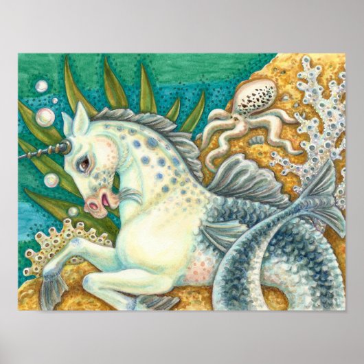 MERHORSE & WHITE OCTOPUS, FANTASY UNICORNHORSE POSTER (Vorne)