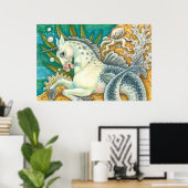 MERHORSE & WHITE OCTOPUS, FANTASY UNICORNHORSE POSTER (Heimbüro)