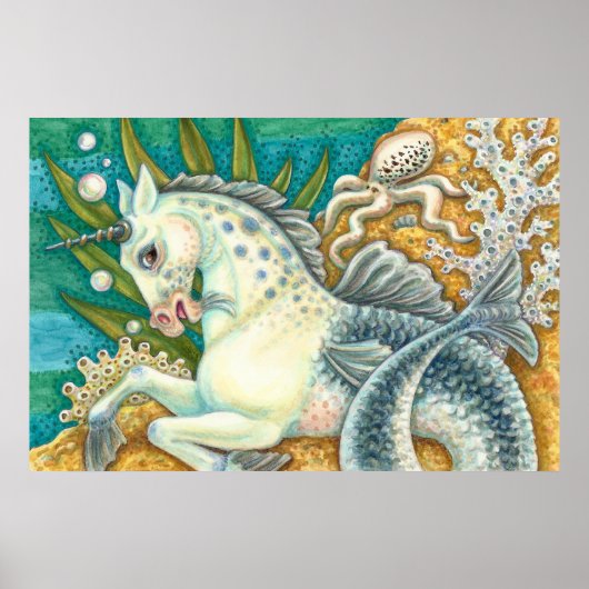 MERHORSE & WHITE OCTOPUS, FANTASY UNICORNHORSE POSTER (Vorne)