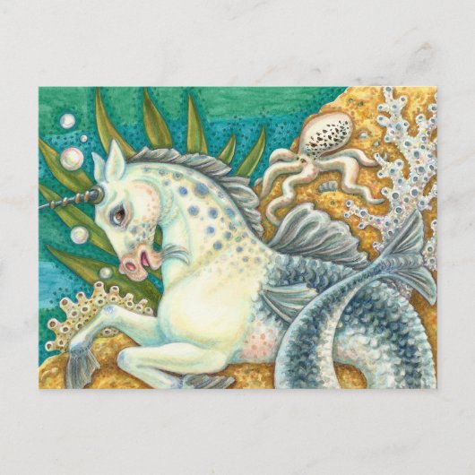 MERHORSE & WHITE OCTOPUS, FANTASY UNICORNHORSE POSTKARTE (Vorderseite)