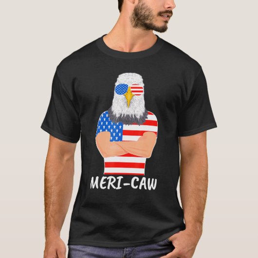 Meri-Caw Cool Bald Adler Patriotic 4. Juli Männer T-Shirt (Vorderseite)