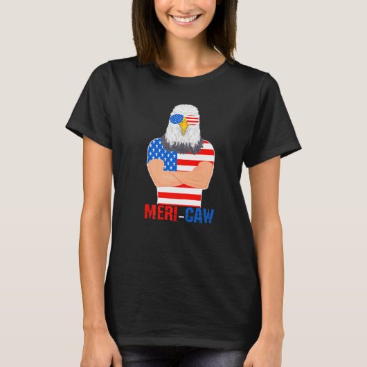 Meri Caw Cool Bald Adler Patriotic 4. Juli Männer T-Shirt (Vorderseite)