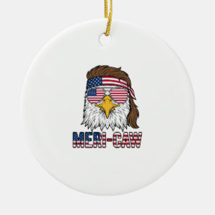 Meri-Caw Patriotischer Adler Vintage Gravur Shirt_ Keramik Ornament