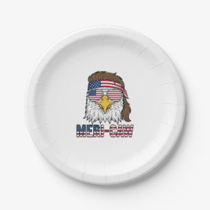Meri-Caw Patriotischer Adler Vintage Gravur Shirt_ Pappteller
