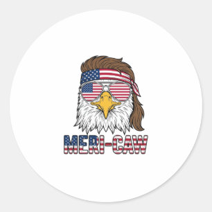 Meri-Caw Patriotischer Adler Vintage Gravur Shirt_ Runder Aufkleber