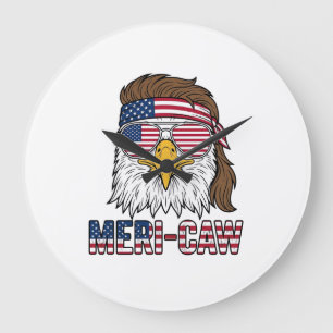 Meri-Caw Patriotischer Adler Vintage-Stickerei-Shi Große Wanduhr