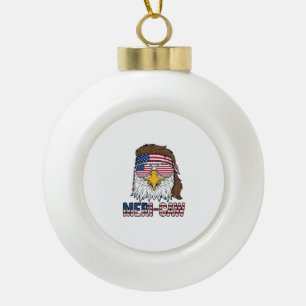 Meri-Caw Patriotischer Adler Vintage-Stickerei-Shi Keramik Kugel-Ornament
