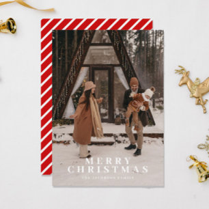 MERI Festive Red Stripes Foto Weihnachtskarte Einladung