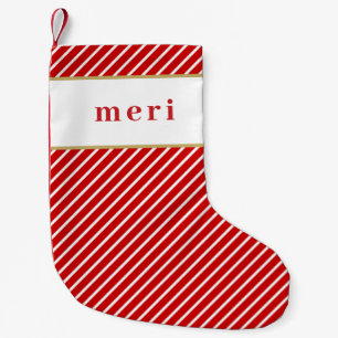 MERI Niedlich Festive Red White Stripes Individuel Kleiner Weihnachtsstrumpf