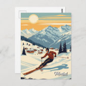 Méribel France Skier Skiing Postkarte (Vorne/Hinten)
