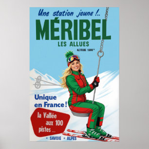 Meribel Frankreich Skiplakat Poster
