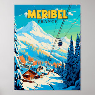 Meribel Frankreich vintage Reiseillustration Poster