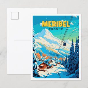 Meribel Frankreich vintage Reiseillustration Postkarte