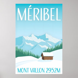 Meribel Minimalist Ski Resort Reiseplakat Poster