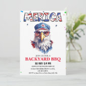 Merica 4. Juli Backyard GRILLEN Einladung (Stehend Vorderseite)
