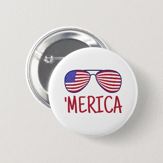 'Merica 4. Juli Brille Button (Vorne & Hinten)
