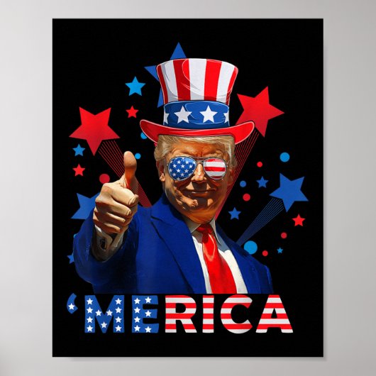 Merica 4. Juli Feuerwerk Funny Trump Independe Poster (Vorne)