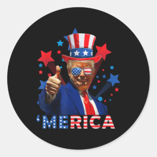 Merica 4. Juli Feuerwerk Funny Trump Independe Runder Aufkleber