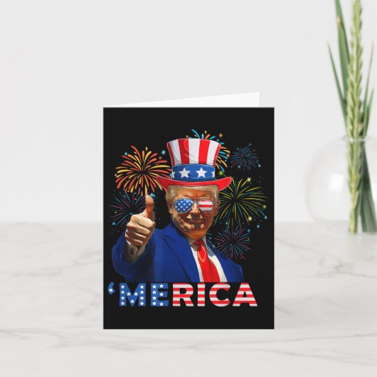 Merica 4. Juli Funny Trump Fireworks Independe Karte (Vorderseite)