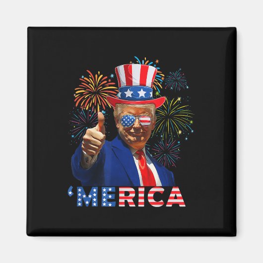 Merica 4. Juli Funny Trump Fireworks Independe Magnet (Vorne)