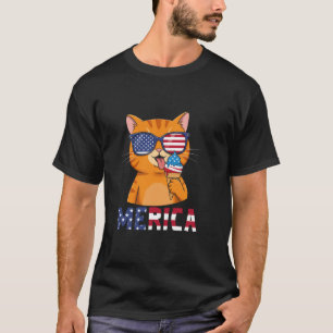 Merica 4. Juli Katzen-Shirt Frauen Männer Kinder L T-Shirt