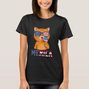 Merica 4. Juli Katzen-Shirt Frauen Männer Kinder L T-Shirt