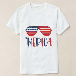 Merica 4. Juli Sonnenbrille Patriotischer Sommer T-Shirt