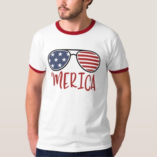 Merica 4. Juli Sonnenbrille Sommer T - Shirt (Vorderseite)