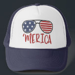 Merica 4. Juli Sonnenbrille Summer Trucker Hat Truckerkappe<br><div class="desc">Merica 4. Juli Sonnenbrille Sommer Trucker Hatred white and blue, </div>