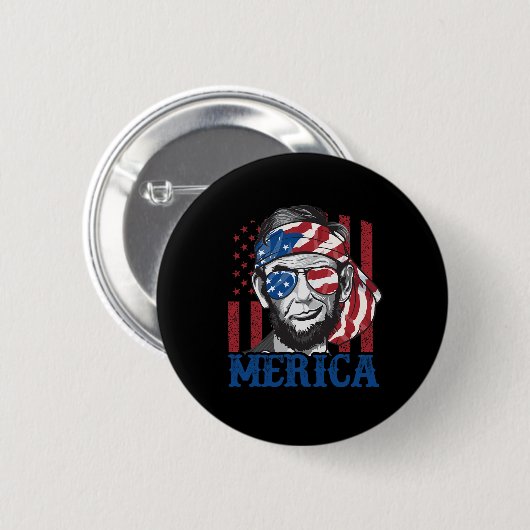 Merica Abraham Lincoln 4. Juli Shirt Men Ameri Button (Vorne & Hinten)