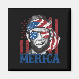 Merica Abraham Lincoln 4. Juli Shirt Men Ameri Magnet