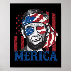 Merica Abraham Lincoln 4. Juli Shirt Men Ameri Poster