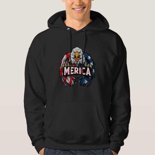 Merica Adle 4. Juli Amerikanische Flagge Hoodie (Vorderseite)