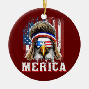 Merica Adler Mähne 4. Juli Amerikanische Flagge Keramik Ornament