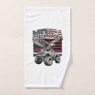 Merica Adler Monster Truck Vintage Patriotisch Handtuch