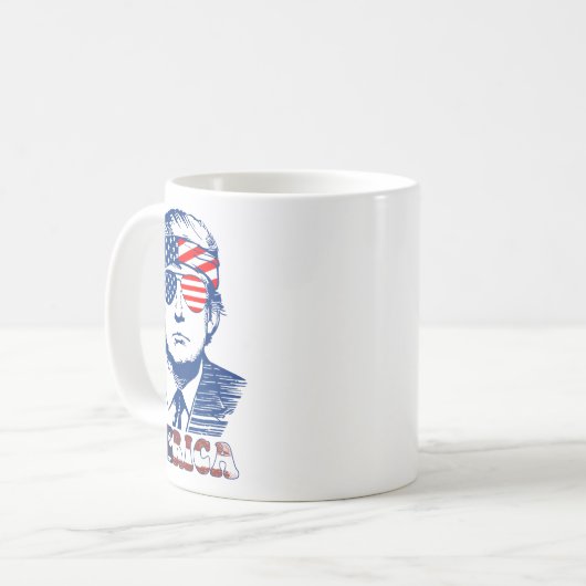 Merica America Happy 4. Juli Trump American Fl Kaffeetasse (Vorderseite Links)
