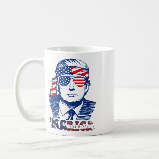 Merica America Happy 4. Juli Trump American Fl Kaffeetasse (Links)