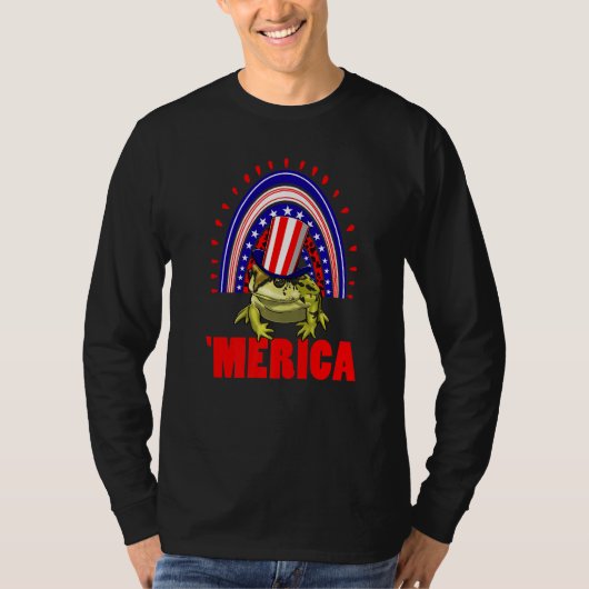 Merica American Flag Frog Women Frog Love 1 T-Shirt (Vorderseite)