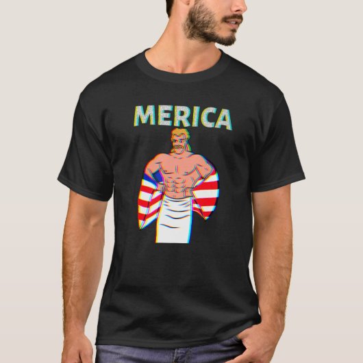 Merica American Mullet Business In Front Party In  T-Shirt (Vorderseite)