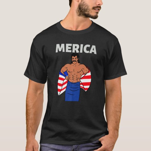 Merica American Mullet Business In Front Party In T-Shirt (Vorderseite)