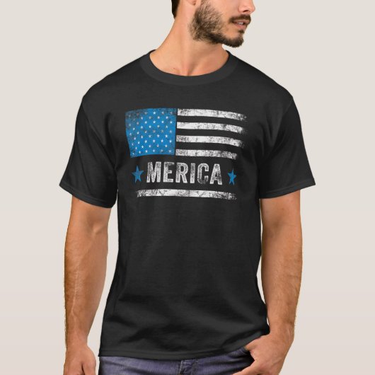 Merica American Patriotic USA Flag 4. Juli T-Shirt (Vorderseite)