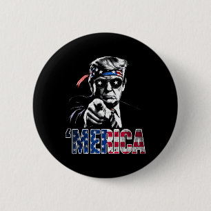 Merica Amerika Lustig Trump 4. Juli  Button